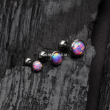 Detail View 1 of 3 Pcs of Assorted Size Fire Opal Top Cartilage Tragus Barbell Stud Pack-Purple Opal