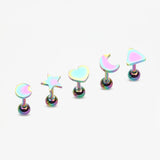 5 Pcs Pack of Colorline Assorted Shapes Cartilage Tragus Barbell Earrings