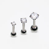 3 Pcs of Assorted Prong Set Gems Cartilage Tragus Barbell Earring Package