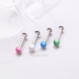 Detail View 1 of 3 Pcs of Assorted Fire Opal Ball Top Internally Threaded Labret Flat Back Stud Package