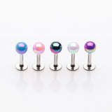 5 Pcs of Assorted Color Iridescent Metallic Coated Steel Labret Package