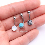 Detail View 2 of 3 Pcs of Assorted Precious Stone Prong Set Belly Button Ring Package