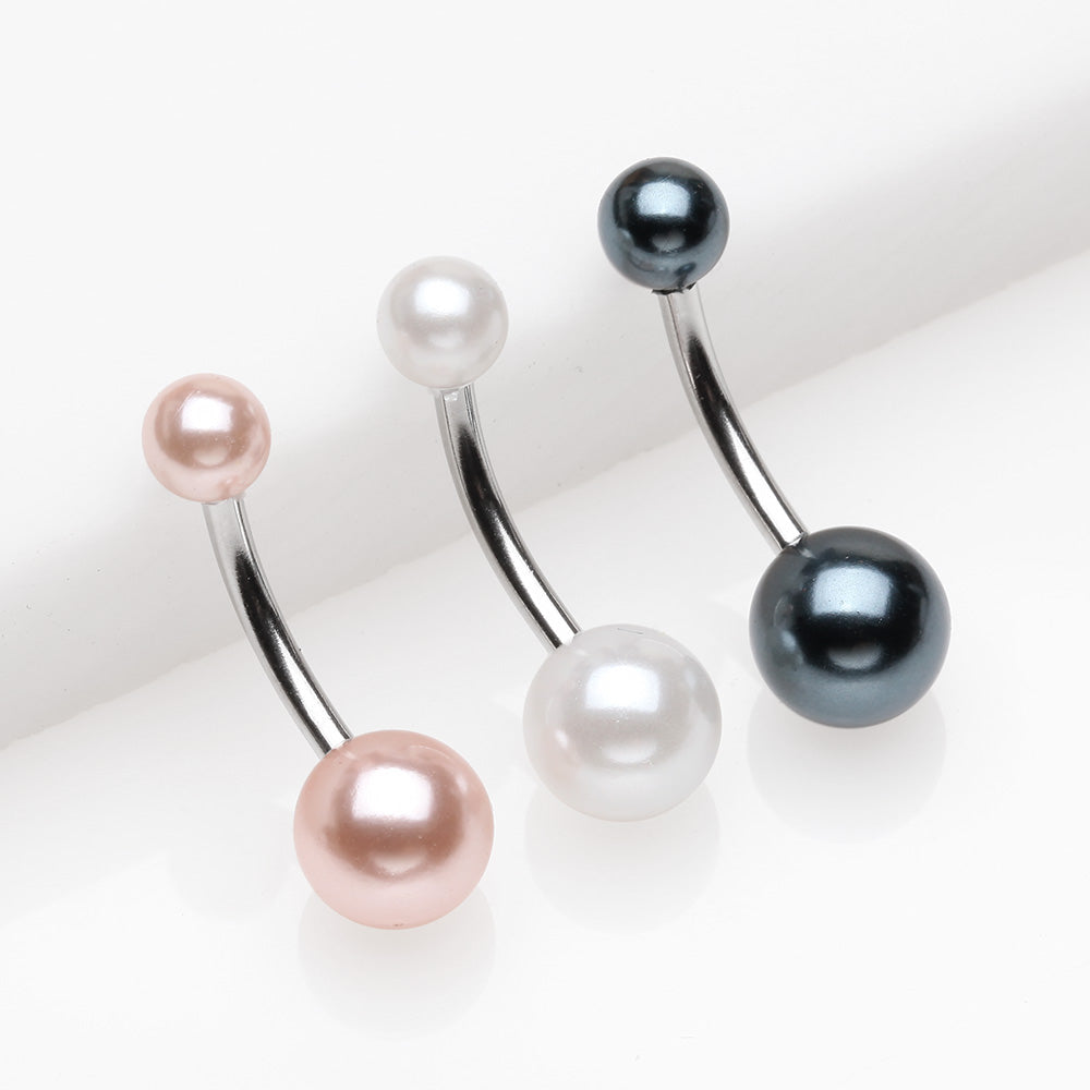 3 Pcs of Assorted Color Pearlescent Luster Ball Belly Button Ring Pack