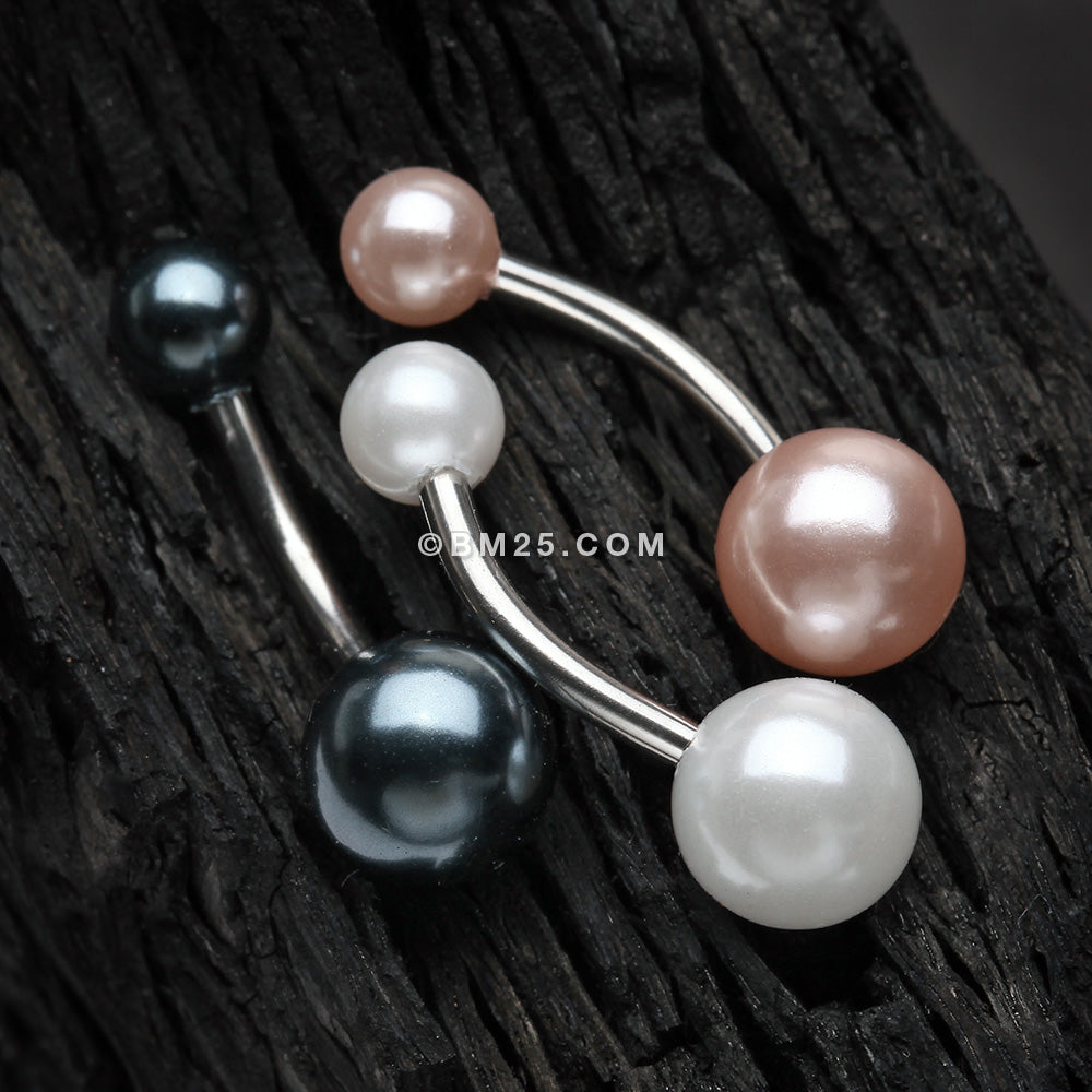 Detail View 1 of 3 Pcs of Assorted Color Pearlescent Luster Ball Belly Button Ring Pack