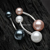 Detail View 1 of 3 Pcs of Assorted Color Pearlescent Luster Ball Belly Button Ring Pack