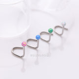 Detail View 1 of 4 Pcs of Assorted Color Fire Opal Ball Top Nose Screw Ring Package