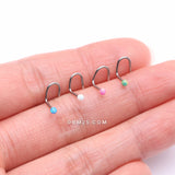 Detail View 2 of 4 Pcs of Assorted Color Fire Opal Ball Top Nose Screw Ring Package
