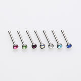 7 Pcs Pack of Assorted Color Gemstone Steel Nose Stud Rings