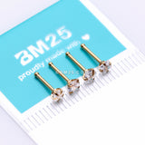 Detail View 1 of 5 Pcs Pack of Assorted Gemstone Prong Set Top Golden Nose Stud Rings-Clear Gem