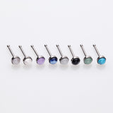8 Pcs Pack of Assorted Natural Stone Set Top Steel Nose Stud Rings