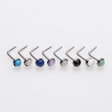 8 Pcs Pack of Assorted Natural Stone Top L-Shaped Nose Rings