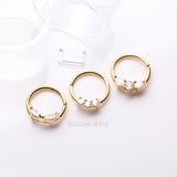Detail View 1 of 3 Pcs of Assorted Golden Dainty Gem Bendable Hoop Ring with Clear Retainer Package-Clear Gem