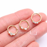 Detail View 2 of 3 Pcs of Assorted Golden Dainty Gem Bendable Hoop Ring with Clear Retainer Package-Clear Gem