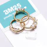 Detail View 3 of 3 Pcs of Assorted Golden Dainty Gem Bendable Hoop Ring with Clear Retainer Package-Clear Gem