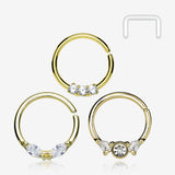 3 Pcs of Assorted Golden Dainty Gem Bendable Hoop Ring with Clear Retainer Package