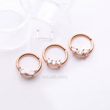 Detail View 1 of 3 Pcs of Assorted Rose Gold Dainty Gem Bendable Hoop Ring with Clear Retainer Package-Clear Gem