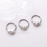 Detail View 1 of 3 Pcs of Assorted Dainty Gem Bendable Hoop Ring with Clear Retainer Package-Clear Gem