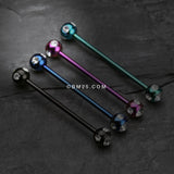 Detail View 1 of Colorline Aurora Gem Ball Industrial Barbell-Green/Clear