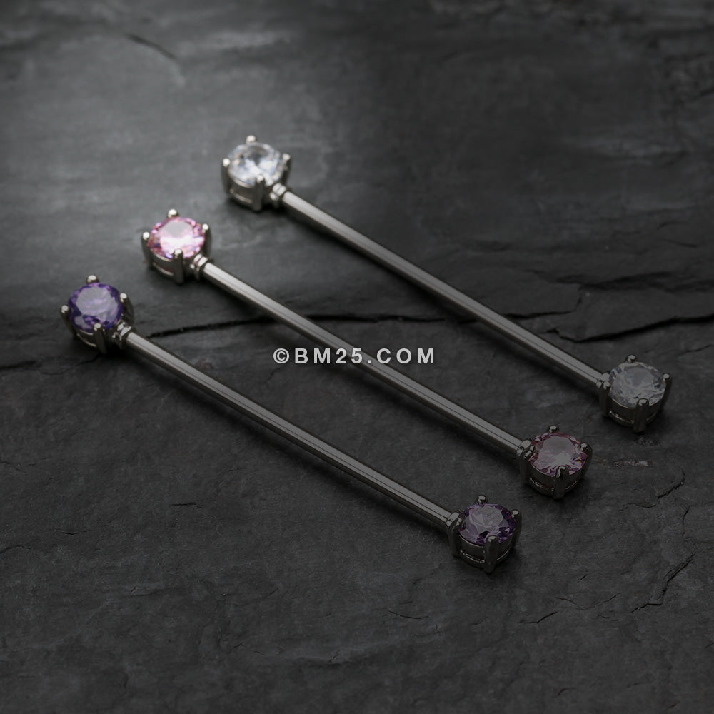 Detail View 1 of Dainty Sparkles Industrial Barbell-Tanzanite