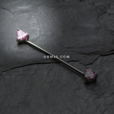Detail View 1 of Heart Sparkle Industrial Barbell-Pink