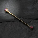 Detail View 1 of Golden Opal Sparkle Prong Industrial Barbell-Pink