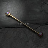 Detail View 1 of Golden Opal Sparkle Prong Industrial Barbell-Purple
