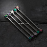 Detail View 2 of Opal Sparkle Prong Industrial Barbell-Pink