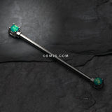 Detail View 1 of Opal Sparkle Prong Industrial Barbell-Teal