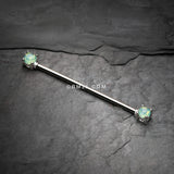 Detail View 1 of Opalite Gem Prong Industrial Barbell-Green