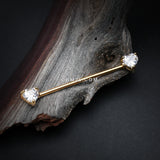 Detail View 1 of Golden Heart Sparkle Industrial Barbell-Clear Gem