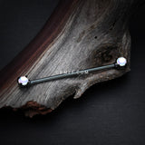 Detail View 1 of Colorline Iridescent Revo Double Prong Industrial Barbell-Black