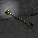 Detail View 1 of Golden Double Rose Flower Industrial Barbell-Gold