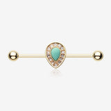 Golden Avice Turquoise Industrial Barbell-Clear Gem/Turquoise