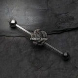 Detail View 1 of Gleam Rose Blossom Industrial Barbell-Aurora Borealis