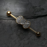 Detail View 1 of Golden Adorable Bow-Tie Sparkle Industrial Barbell-Clear Gem