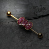 Detail View 1 of Golden Adorable Bow-Tie Sparkle Industrial Barbell-Fuchsia