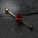 Detail View 1 of Golden Metal Rose Industrial Barbell-Red