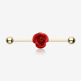 Golden Metal Rose Industrial Barbell-Red