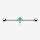 Victorian Filigree Heart Sparkle Industrial Barbell