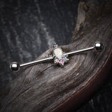 Detail View 1 of Victorian Opalescent Sparkle Industrial Barbell-White/Aurora Borealis