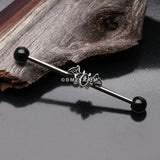 Detail View 1 of Victorian Goth Bat Sparkle Industrial Barbell-Black