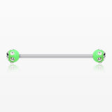 Acrylic Aurora Gem Ball Industrial Barbell-Green/Clear