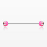 Acrylic Aurora Gem Ball Industrial Barbell-Pink/Clear