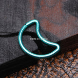 Detail View 1 of Colorline Crescent Moon Bendable Twist Hoop Ring-Teal