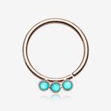 Rose Gold Triple Opalescent Sparkle Bendable Twist Hoop Ring