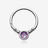 Opalescent Grandiose Bendable Twist Hoop Ring-Purple