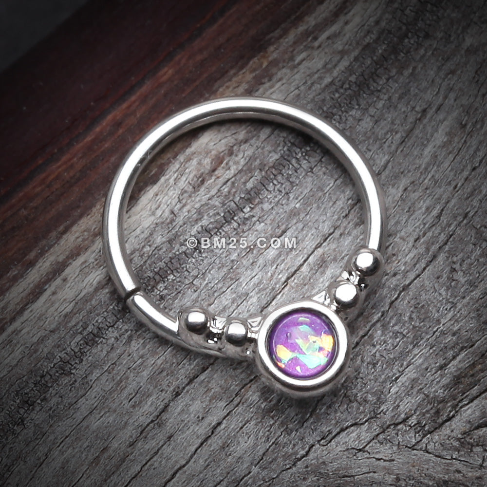Detail View 1 of Opalescent Grandiose Bendable Twist Hoop Ring-Purple