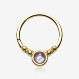 Golden Opalescent Grandiose Bendable Twist Hoop Ring