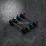 Detail View 2 of Colorline PVD Ball Top Steel Barbell-Black