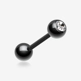 Colorline PVD Basic Gem Ball Barbell Tongue Ring-Black/Clear